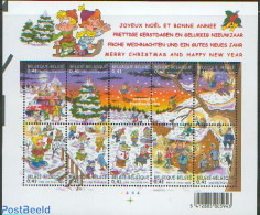 Belgium 2002 Christmas 10v M/s, Mint NH, Religion - Transport - Christmas - Automobiles - Art - Comics (except Disney) - Neufs