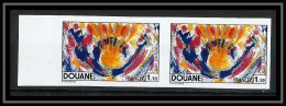 France N°1912 Polychrome Et Or Douane 1976 Customs Paire Non Dentelé ** MNH (Imperf) - 1971-1980