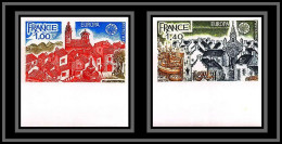 France N°1928/1929 Europa 1977 Village Provencal Et Breton Non Dentelé ** MNH (Imperf) Cote 95 Bord De Feuille - 1971-1980