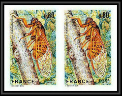 France N°1946 La Cigale Rouge Insectes (insects) Cicada Non Dentelé ** MNH (Imperf) Paire Cote 90 Euros - 1971-1980