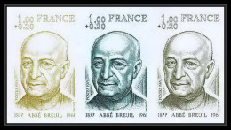 France N°1954 Abbé Breuil Préhistorien Français Prehistoire Proof Non Dentelé Imperf ** MNH Bande De 3 Trip - Farbtests 1945-…