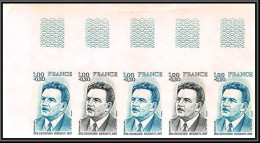France N°1953 Edouard Herriot Bande De 5 Essai (trial Color Proof) Non Dentelé Imperf ** MNH - Essais De Couleur 1945-…
