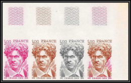 France N°1956 Charles Cros Poète Poet écrivain Writer Bande De 4 Essai (trial Color Proof) Non Dentelé Imperf ** - Essais De Couleur 1945-…