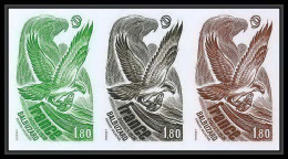 France N°2018 Oiseaux (birds Of Prey) Balbuzard Rapaces Osprey Bande 3 Trial Color Proof Non Dentelé Imperf ** MNH (2) - Essais De Couleur 1945-…