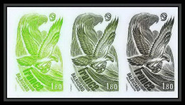 France N°2018 Oiseaux (birds Of Prey) Balbuzard Rapaces Osprey Bande 3 Trial Color Proof Non Dentelé Imperf ** MNH (3) - Essais De Couleur 1945-…