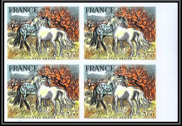 France N°2026 Chevaux De Camargue Brayer Non Dentelé ** MNH Imperf Bloc 4 Tableau Painting Cote 320 - 1971-1980