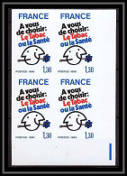 France N°2080 Lutte Contre Le Tabagisme Tabac 1980 Tobacco Bloc De 4 Non Dentelé ** MNH (Imperf) - Tabak