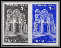 France N°2084 Cathédrale Du Puy (église Church) Haute Loire Essai Proof Non Dentelé Imperf ** MNH Paire - Essais De Couleur 1945-…