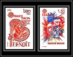 France N°2085/2086 Europa 1980 Aristide Briant St Benoit Non Dentelé ** MNH (Imperf) Bloc De 4 Cote 440 - 1971-1980