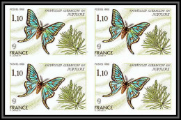 France N°2089 Graellsia Papillons Butterflies Butterfly 1980 Non Dentelé ** MNH (Imperf) Bloc 4 Cote 240 - Butterflies