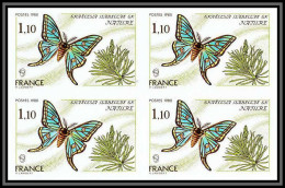 France N°2089 Graellsia Papillons Butterflies Butterfly 1980 Non Dentelé ** MNH (Imperf) Bloc 4 Cote 240 - 1971-1980