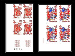 France N°2085/2086 Europa 1980 Aristide Briant St Benoit Non Dentelé ** MNH (Imperf) Bloc De 4 Cote 440 - 1971-1980