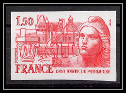 France N°2092 Année Du Patrimoine Marianne Gandon 1980 Essai Trial Proof Non Dentelé ** Imperf - Essais De Couleur 1945-…