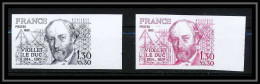 France N°2095 Viollet-le-Duc Architecte (Architect) Essai (trial Color Proof) + Non Dentelé Imperf ** MNH - Essais De Couleur 1945-…