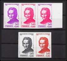 France N°2097 Robert De Lamennais (écrivain Writer) 1980 Lot De 5 Couleur Essai (trial Color Proof Non Dentelé Imperf ** - Essais De Couleur 1945-…