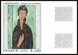 France N°2109 Tableau (Painting) Femme Aux Yeux Bleus De Modigliani Non Dentelé ** MNH (Imperf) - 1971-1980