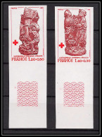 France N°2116/2117 Croix Rouge Red Cross 1980 Non Dentelé ** MNH (Imperf) Bord De Feuille Cote 80 - 1971-1980