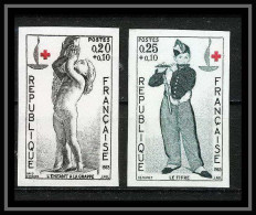 France N°1400 / 1401 Croix Rouge (red Cross) 1963 Non Dentelé ** MNH (Imperf) Cote 150 Discount - Rotes Kreuz