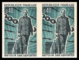 France N°1447 Retour Des Déportés 1965 Non Dentelé ** MNH (Imperf) Cote Maury 70 Euros Paire - 1961-1970
