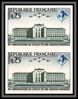 France N°1463 Ecole De L'Air Salon De Provence Aviation Militaire Non Dentelé ** MNH Imperf Cote Maury 150 Euros Paire - 1961-1970