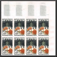 France N°1460 Millionième Hectare Reboisé Foret Forest Non Dentelé ** MNH Imperf Bloc De 8 Coin De Feuille  - 1961-1970