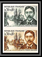 France N°1472 Marcel Proust Ecrivain Writer 1966 (trial Color Proof) Non Dentelé Imperf ** MNH Bande 3 Essai Essais - Essais De Couleur 1945-…