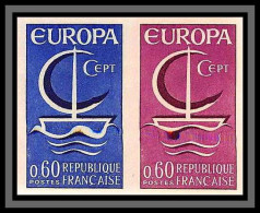 France N°1491 Europa 1966 (trial Color Proof) Non Dentelé Imperf ** MNH Bande 3 Essai Essais - 1966