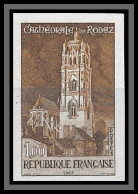 France N°1504 Cathédrale De Rodez Eglise Church Essai Proof Non Dentelé Imperf Sans Gomme No Gum (*) - Color Proofs 1945-…