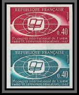 France N°1515 Union Européenne De Radiodiffusion Telecom Essai (trial Color Proof) Non Dentelé Imperf ** MNH Paire - Essais De Couleur 1945-…