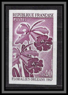 France N°1528 Floralies D'Orléan Orchidées Fleurs Flowers 1967 Essai Proof Non Dentelé Imperf Sans Gomme No Gum (*) - Color Proofs 1945-…