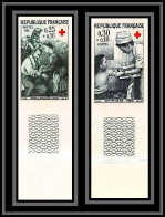 France N°1508/1509 Croix Rouge (red Cross) 1966 Ambulancière Non Dentelé ** MNH (Imperf) Bord De Feuille - 1961-1970