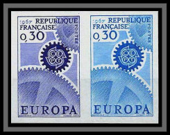 France N°1521 Europa 1967 Essais/essai (trial Color Proof) Non Dentelé Imperf ** MNH Paire - Color Proofs 1945-…