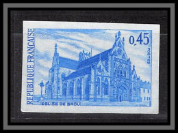 France N°1582 Eglise De Brou à Bourg En Bresse Ain Church Essai Proof Non Dentelé Imperf Sans Gomme No Gum (*) 1969 - Essais De Couleur 1945-…