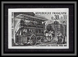 France N°1589 Journée Du Timbre 1969 Omnibus Train Essai Proof Non Dentelé Imperf Sans Gomme No Gum (*) - Color Proofs 1945-…