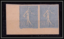 France N°161 50 C Type Semeuse Lignée (*) Mint No Gum TB Cote 300 Non Dentelé Imperf Paire - 1872-1920