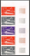 France N°1631 Aérotrain Train Bande De 5 Strip Trial Color Proof Non Dentelé Imperf ** MNH - 1961-1970