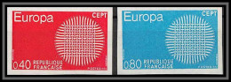 France N°1637 / 1638 Europa 1970 Cote 125 Non Dentelé ** MNH (Imperf) - 1970