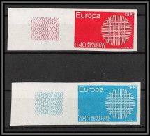 France N°1637 / 1638 Europa 1970 Cote 125 Non Dentelé ** MNH (Imperf) - 1961-1970