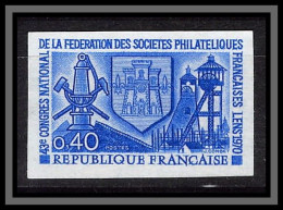 France N°1642 Congrès Sociétés Philatéliques Lens 1970 Essai Proof Non Dentelé Imperf Sans Gomme No Gum (*) - Essais De Couleur 1945-…