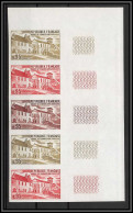 France N°1645 Abbaye De Chancelade (Dordogne) Bande De 5 Essai (trial Color Proof) Non Dentelé Imperf ** MNH - 1961-1970