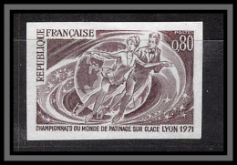 France N°1665 Lyon Championnats Du Monde Patinage Skating 1971 Essai Proof Non Dentelé Imperf Sans Gomme No Gum (*) - Farbtests 1945-…