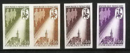 France N°1682 Familiale Rurale. Eglise (church) Essai (trial Color Proof) + Non Dentelé Imperf ** MNH Lot De 4 - Color Proofs 1945-…