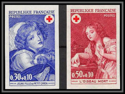France N°1700 / 1701 Croix Rouge (red Cross) 1971 Tableau (Painting) Greuze Paire Non Dentelé ** MNH (Imperf) - 1971-1980