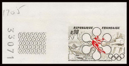 France N°1705 Jeux Olympiques 72 (olympic Games) Sapporo Japan 1972 Coin De Feuille Non Dentelé ** MNH (Imperf) - 1971-1980