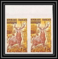 France N°1725 Sologne Animal Cerf (deer) Paire Non Dentelé ** MNH (Imperf) - 1971-1980