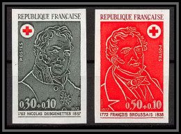 France N°1735 / 1736 Croix Rouge (red Cross) Desgenettes Broussais Non Dentelé ** MNH (Imperf) - 1971-1980