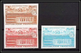 France N°1750 Centre Téléphonique Tuileries Telecom Essai (trial Color Proof) Non Dentelé Imperf ** MNH - Color Proofs 1945-…