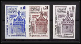 France N°1763 Sociétés Philatéliques Toulouse Donjon Capitole Essai (trial Color Proof) + Non Dentelé Imperf ** - 1971-1980