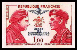 France N°1773 Bourgoin Kieffer Héros Parachutistes SAS Resistance Guerre 1939/45 Non Dentelé ** MNH (Imperf) - 1971-1980