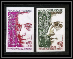 France N°1784/1765 Cote 40 Discount Grignion De Montfort (pretre) Francis Poulenc Pianiste Non Dentelé ** MNH Imperf - 1971-1980